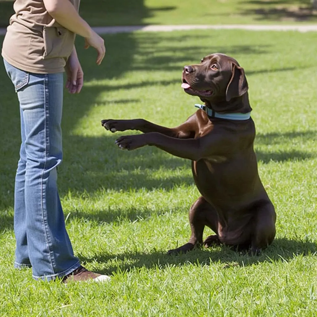 Perro aprendiendo el comando 'sentado' en Argentina