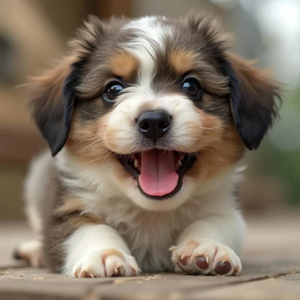 Cachorro Rocky jugando feliz