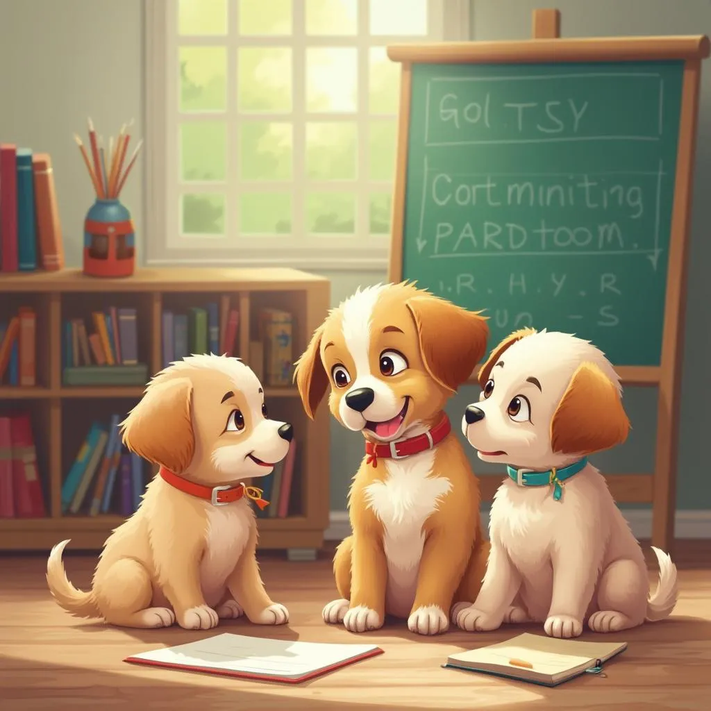 Cachorros jugando en un seminario web